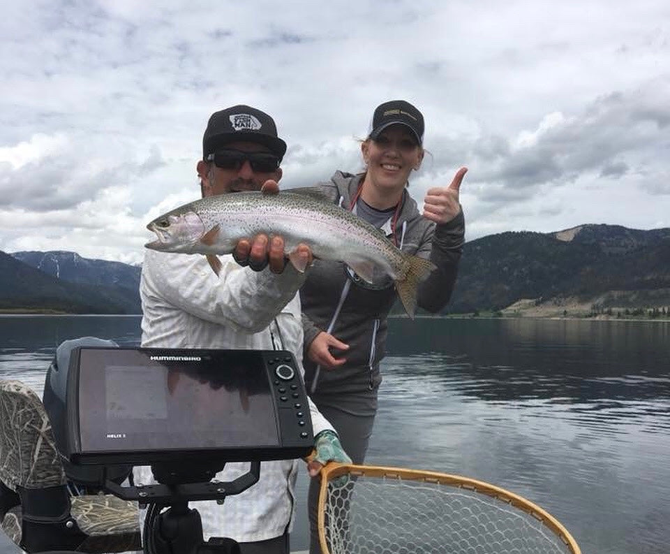Rainbow Trout on guided lake fly fishing trip near Ennis Montana