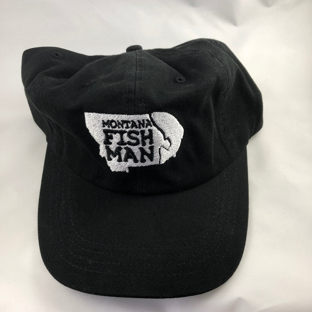 Montana Fish Man Logo Cotton Twill Cap in Black
