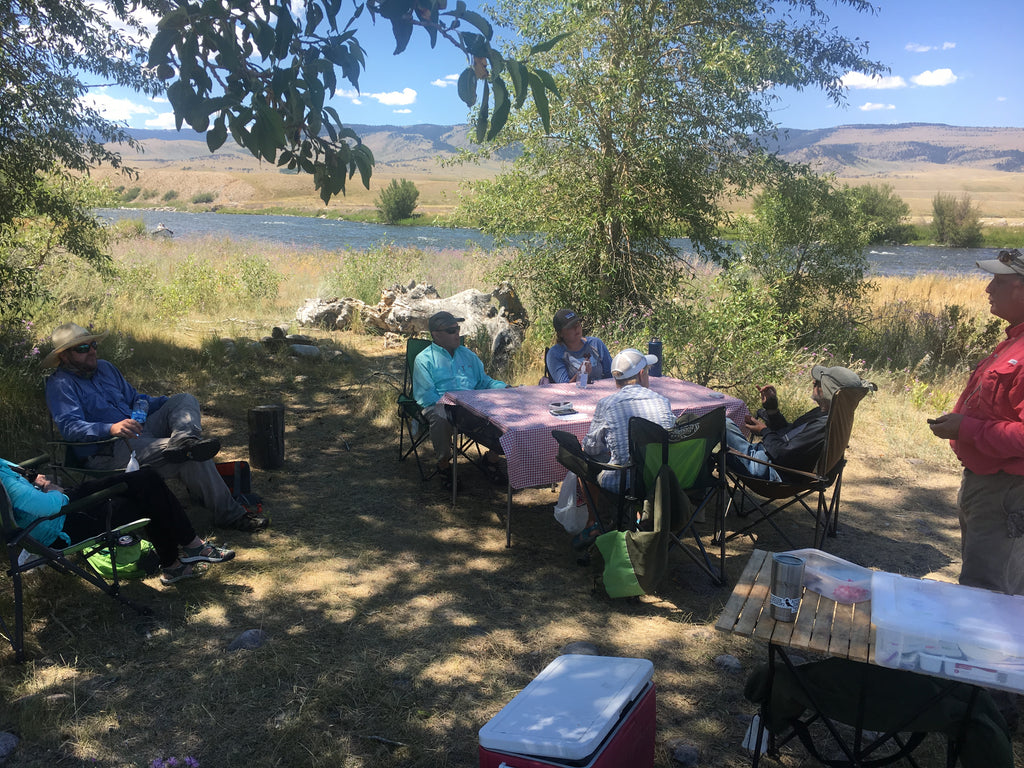Lunch time, a nice break during a full day guide trip on the Madison River near Ennis, Montana